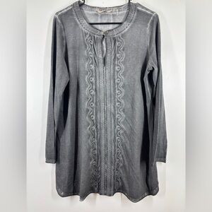 NWOT Women’s Soft Surroundings Whimsigoth Charcoal Gray Long Sleeve Tunic Medium